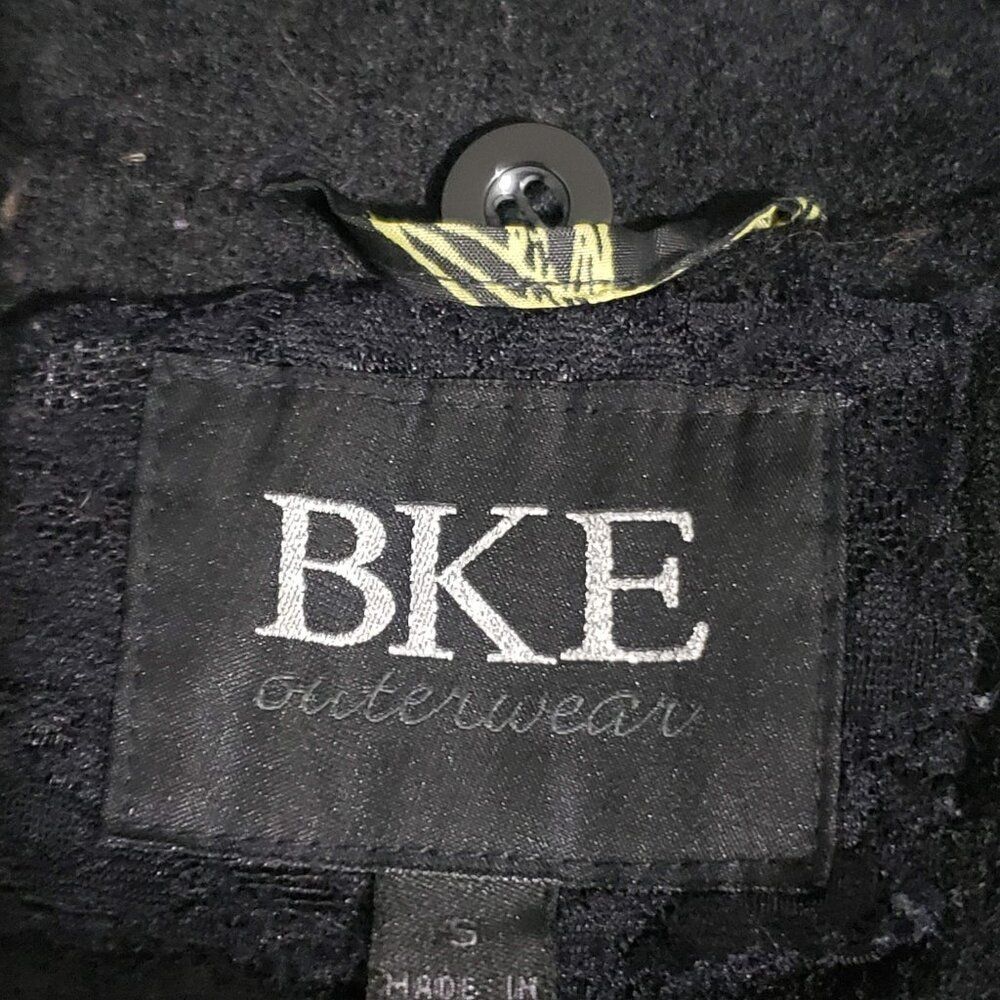 BKE Black Double Breasted Pea Coat Faux Fur S - Picture 11 of 12